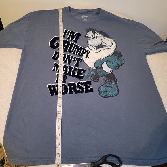 Walt Disney Grumpy Blue T-Shirt Men’s Large “I’m Grumpy Don’t Make It Worse” - Picture 3 of 6